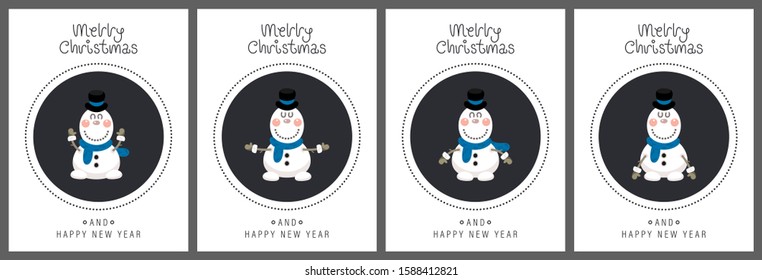 Merry christmas and happy new year greeting card. The inscription and deer. Vector illustration.