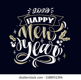 Merry Christmas and Happy new Year - cute hand drawn doodle lettering postcard - pattern background template. Winter holidays banner