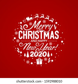 Merry Christmas and happy new year 2020, vector background, design.