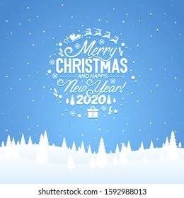 Merry Christmas and happy new year 2020, vector background, design