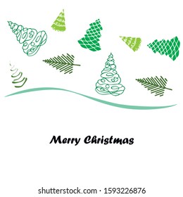 Merry christmas and happy new year tree, holiday decoration card design. EPS10 vector.