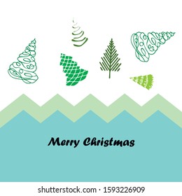 Merry christmas and happy new year tree, holiday decoration card design. EPS10 vector.