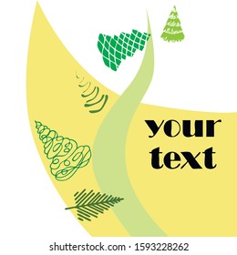 Merry christmas and happy new year tree, holiday decoration card design. EPS10 vector.