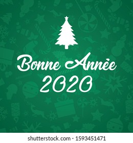 Merry Christmas, happy new year 2020 vector (french speak: bonne annee)