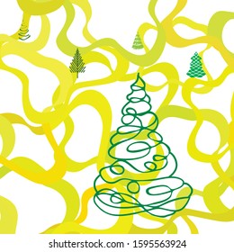 Merry christmas and happy new year tree, holiday decoration card design. EPS10 vector.