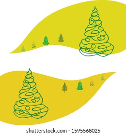 Merry christmas and happy new year tree, holiday decoration card design. EPS10 vector.