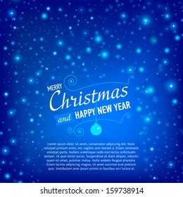 Merry Christmas and Happy New Year Card with snowfall. Vector illustration