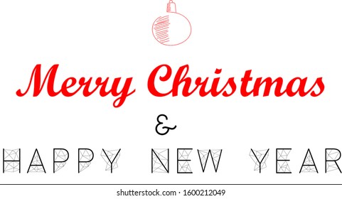 merry christmas and Happy New Year Text Design Patter, Vector illustration

