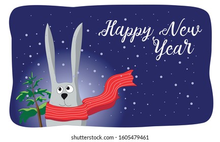 merry christmas and happy new year greeting card