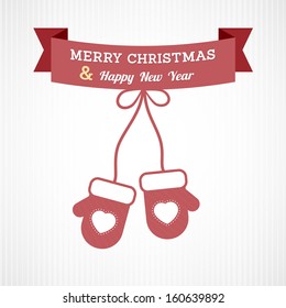 Merry Christmas and Happy New Year. Happy holidays. Lovely gloves. Nordic style. Christmas background inspiration. Vector illustration, flat design