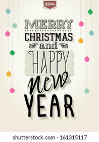 Merry Christmas and Happy New Year typography vector illustration. EPS10
