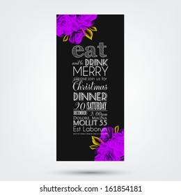 Merry Christmas and Happy New Year Card. Elegant Christmas background with snowflakes and place for text. Vector Illustration.