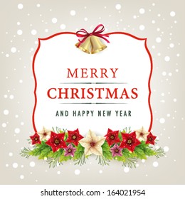 Merry Christmas and Happy New Year card.  Vector illustration 