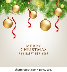 Merry Christmas and Happy New Year card.  Vector illustration 