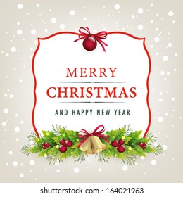 Merry Christmas and Happy New Year card.  Vector illustration 