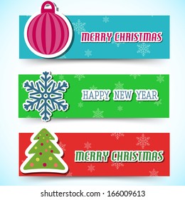 Merry Christmas and happy new year banners. Vector Illustration