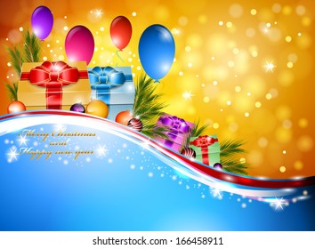 Merry Christmas and Happy new year celebrate vector background