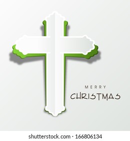 Merry Christmas and Happy New Year 2014 celebration concept with stylish Christian Cross on abstract background. 