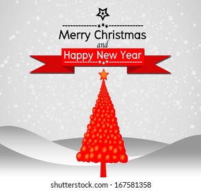 Merry Christmas And Happy New Year Landscape design in Vector work 
