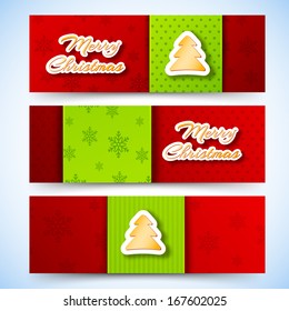 Merry christmas and happy new year banners. Vector illustration 