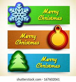 Merry christmas and happy new year banners. Vector illustration 