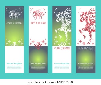 Merry Christmas and Happy New Year banner vertical background vector illustration