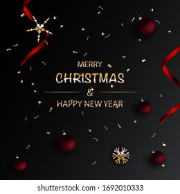 Merry Christmas and Happy New Year dark Background.