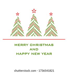 Merry Christmas and Happy New Year background for banner, poster, invitations and greeting cards. Winter pattern with Christmas stylized geometric trees. Vector illustration