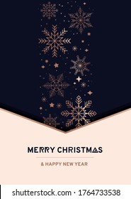 Merry Christmas and Happy new year greeting card with linear icons.Luxury and Elegant concept for social networks, banner, invitation, mobile, greeting cards etc. Vector illustration