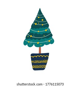 Merry Christmas and Happy New Year illustration. Trendy style. Vector design template. Design for poster, card, invitation, placard, brochure, flyer.
