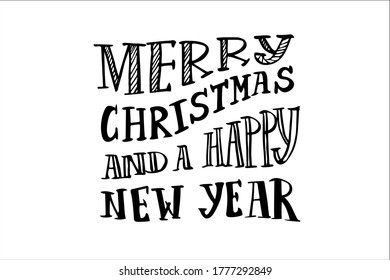Merry Christmas and a happy New Year hand lettering vector