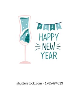 Merry Christmas and Happy New Year illustration. Trendy style. Vector design template. Design for poster, card, invitation, placard, brochure, flyer.
