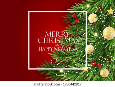 Merry Christmas and Happy New Year Background. Vector Illustration EPS10