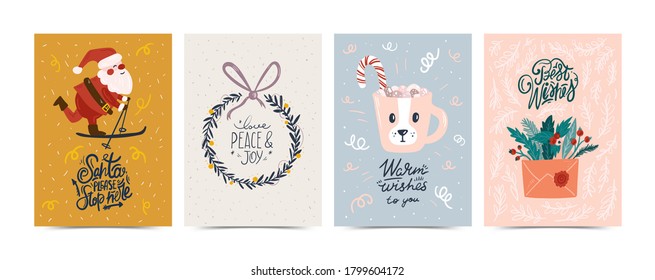 Merry Christmas and Happy New Year illustration. Trendy style. Vector design template. Design for poster, card, invitation, placard, brochure, flyer.
