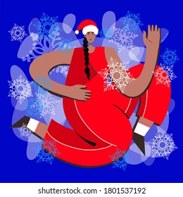 Merry Christmas and Happy New Year illustration. Funny happy Santa Claus character. Design for postcard, invitation, poster, banner etc. Vector.