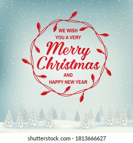 Merry Christmas and Happy New Year stamp, sticker set with garland. Vector illustration. Vintage typography design for xmas, new year emblem in retro style.