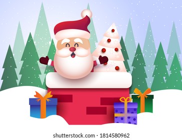 Merry christmas and happy new year 2021 greeting card with santa claus.