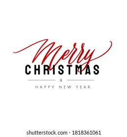 Merry Christmas and Happy New Year lettering composition for greeting card or banner, website