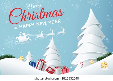 Merry Christmas and happy new year celebration concept, vector art and illustration.