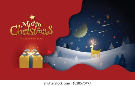 Merry Christmas & Happy New Year, Greeting, Winter, Fantasy Illustration, Vector