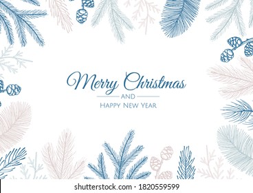 Merry christmas and happy new year abstract signs, labels or logo templates set.