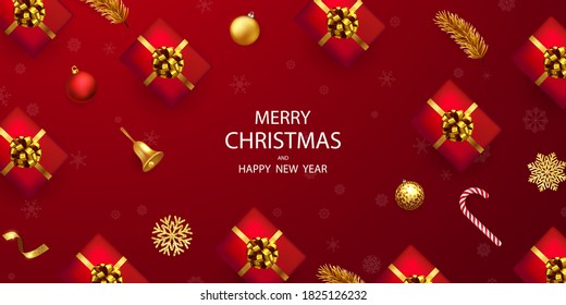 Merry Christmas and Happy New Year background.