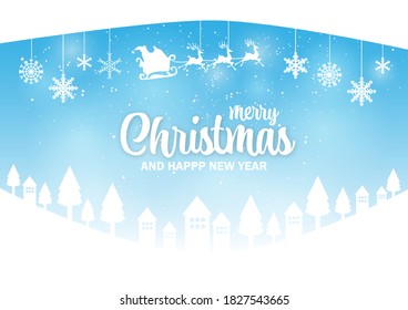 Merry Christmas and Happy New Year made from paper cut vector.