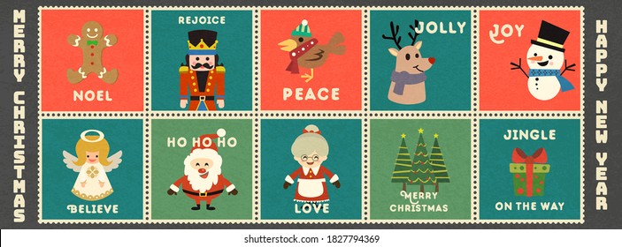 Merry Christmas and happy new year vector background collection.