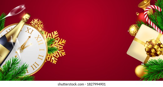 Merry Christmas and Happy New Year background. Celebration background template. luxury greeting rich card.