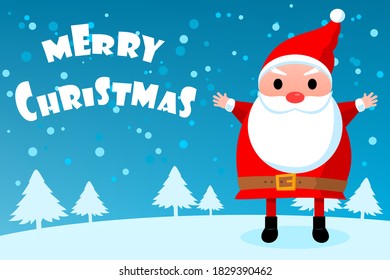 Merry Christmas and Happy new year. Letters for the holiday greeting gift poster. Xmas card. Design for Christmas day festival. Santa Claus in winter. Vector illustration.