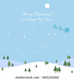 Merry christmas and Happy new year card. Happy winter. Santa claus to send gifts. Illustration vector.
