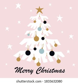 Merry Christmas and a happy new year! Vector illustrations for the winter holidays,  christmas tree.Drawings for card or postcard