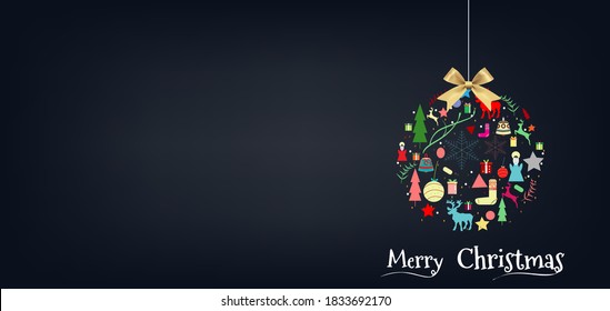 Merry Christmas and Happy New Year background with seasonal elements. 
For posters, banners, sales and other winter events. Vector illustration EPS10