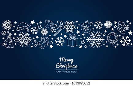 Merry Christmas and happy new year greeting wallpaper background. Christmas element set vector icon collection.